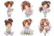 Flowers and Girls Clipart, an Illustration by Daily.Designs (Thumbnail 4 of 5)