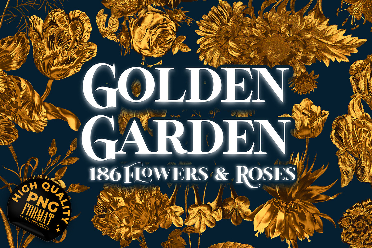 Golden Garden - 186 Roses & Flowers, a Background Graphic by Craftsy Crafters (Photo 1 of 10)