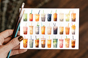 Bubble Tea Watercolor Clipart, a Food Illustration by Anna Design Studio (Thumbnail 2 of 11)
