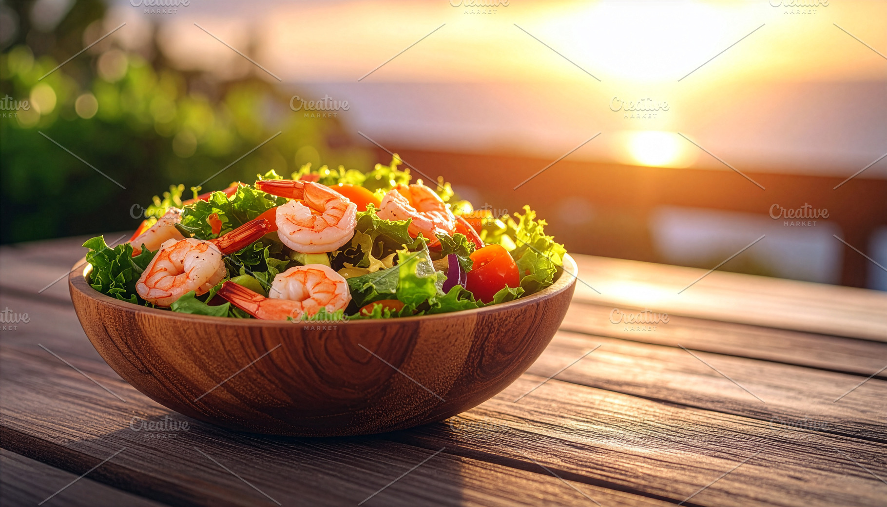 Fresh shrimp salad with crisp greens, creamy dressing, and a light, zesty finis, a Food & Drink Photo by DutchDigitalDesign