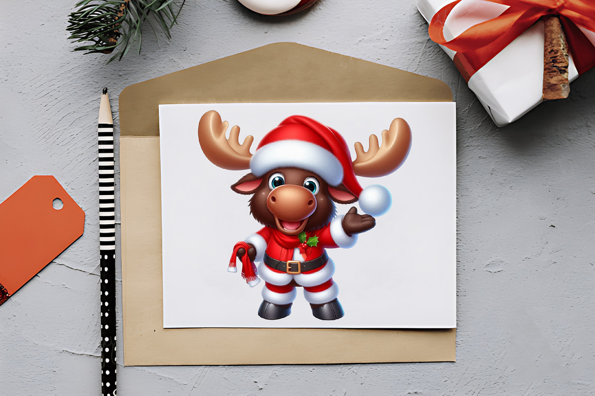 Christmas Santa Moose Clipart, an Illustration by RobertsArt (Photo 5 of 7)
