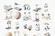 Watercolor clipart gym fitness, a Sport Illustration by Invite to Clipart (Thumbnail 2 of 4)