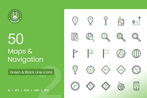 50 Maps & Navigation Green & Black, an Icon by IconBunny