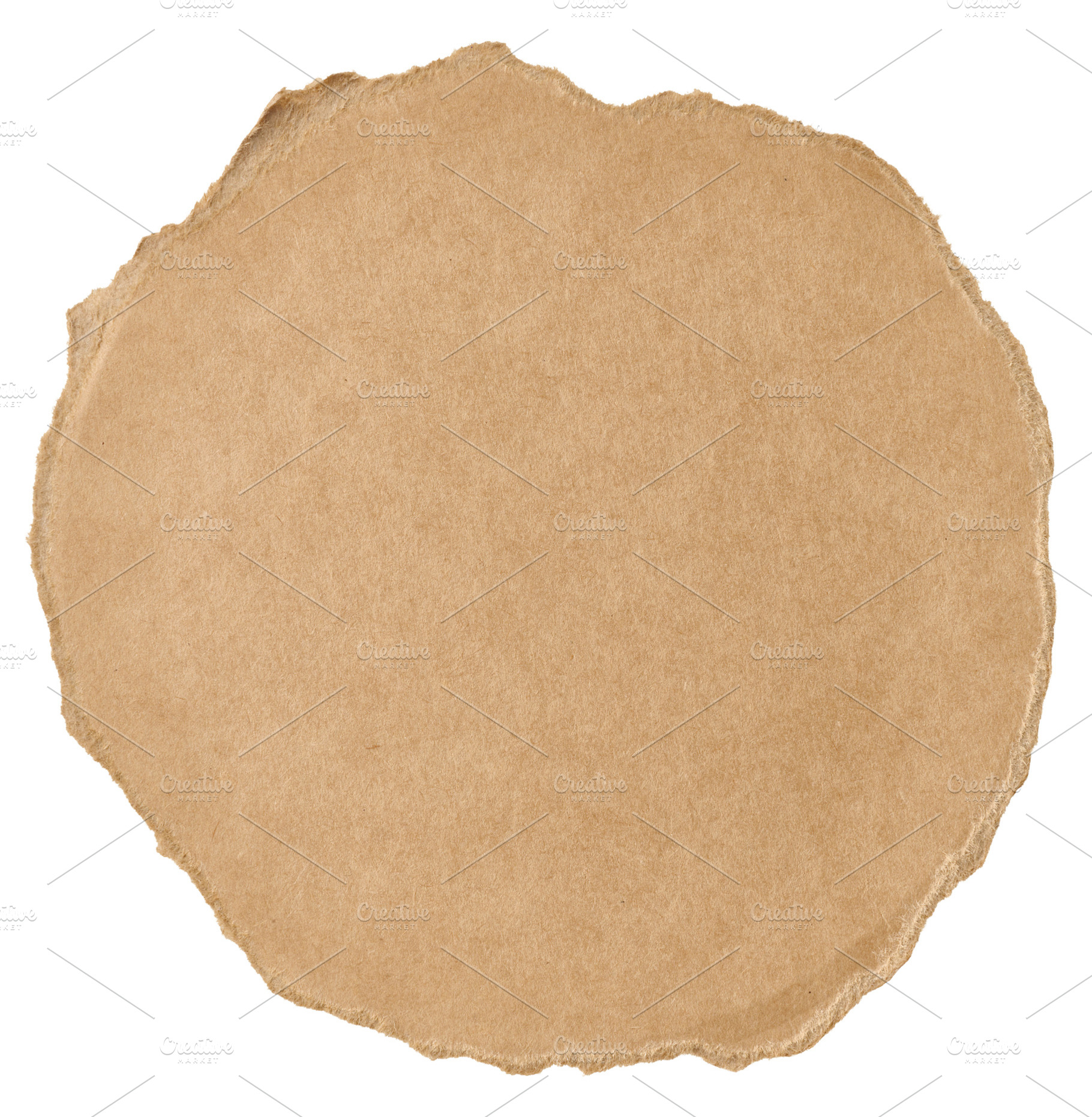 Round torn piece of craft paper on white background, isolated ob, an Abstract Photo by ndanko