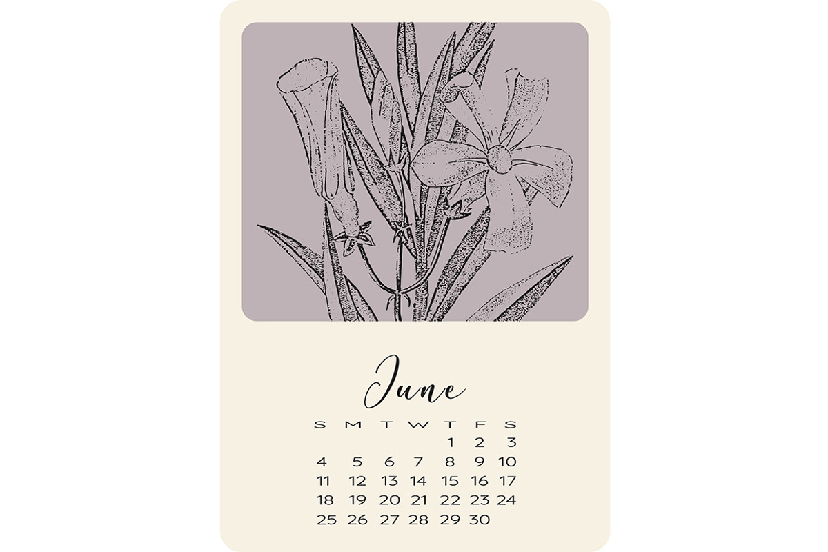 Calendar with monochrome flowers, a Stationery Template by NatalyN (Photo 7 of 13)