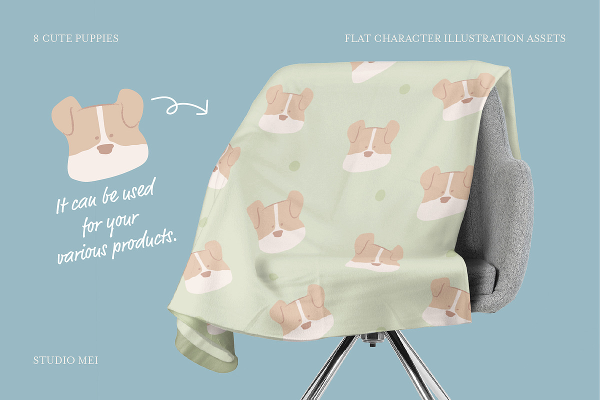 8 Cute puppies clip arts, an Animal Illustration by Studio Mei Design (Photo 3 of 4)