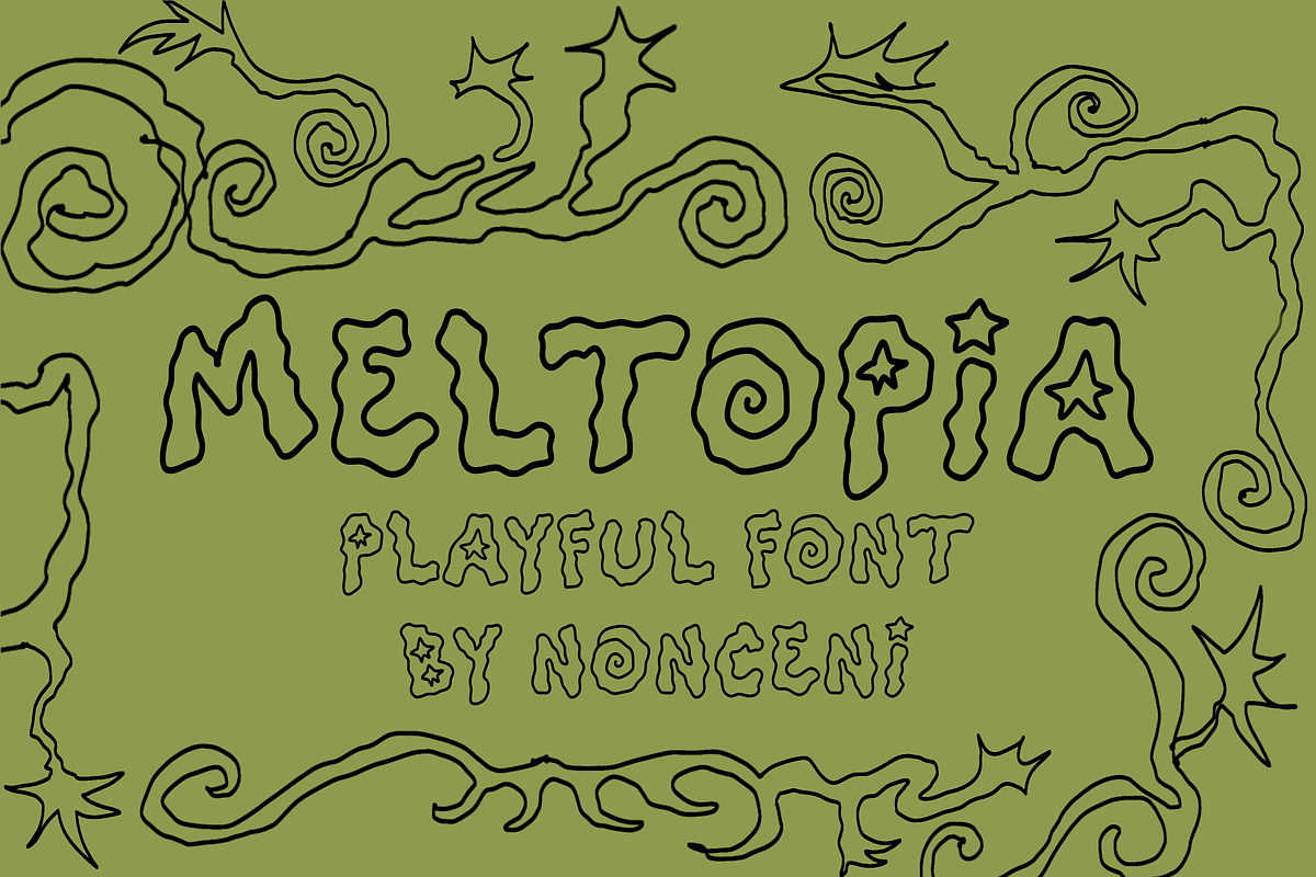 Meltopia Outline Retro Font, a Handwritten Font by Nonceni (Photo 1 of 9)