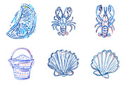 Hand Drawn Beach Ocean Elements, an Illustration by SinaCreation (Thumbnail 2 of 11)