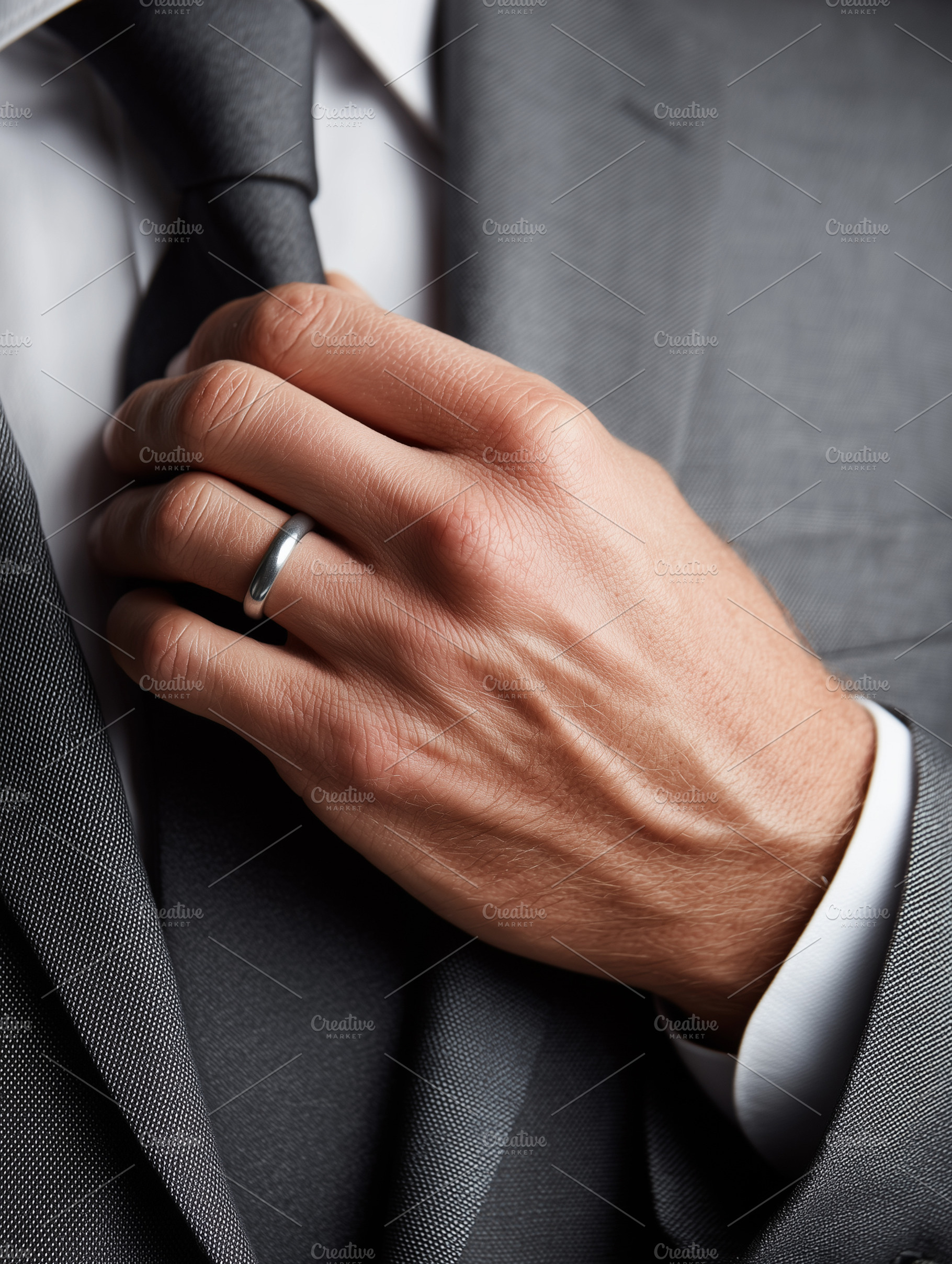 Close up of a groom adjusting tie, a Beauty & Fashion Photo by MistyDay