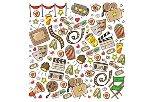Cinema pattern with vector icons
