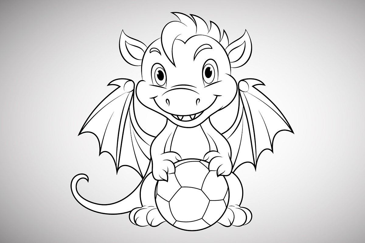 Cartoon dragon holding a soccer ball, an Animal Illustration by Ghagra (Photo 2 of 3)