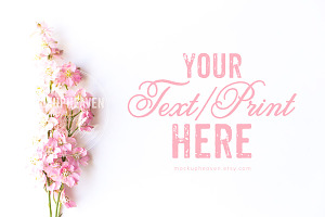 Blush Pink Flowers on White Mockup