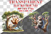 Watercolor Monkey Hanging Tree, an Animal Illustration by Craft Nest (Thumbnail 3 of 4)