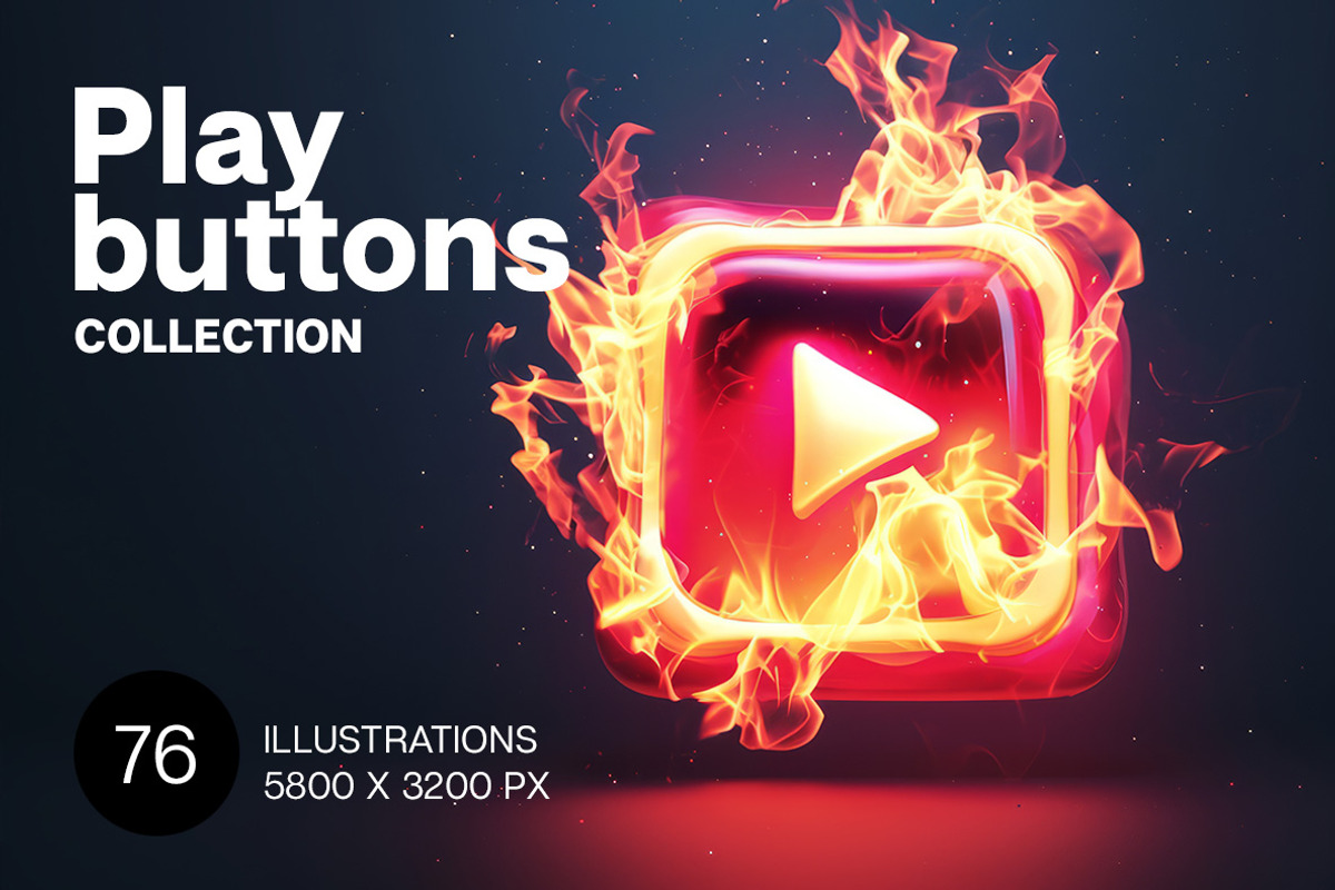 Play buttons. 76 images, a Background Graphic by Handmadefont (Photo 1 of 15)
