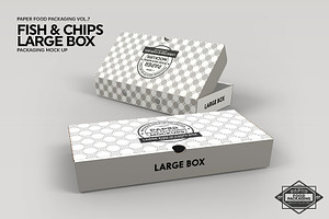 Large Fish And Chips Box Mockup