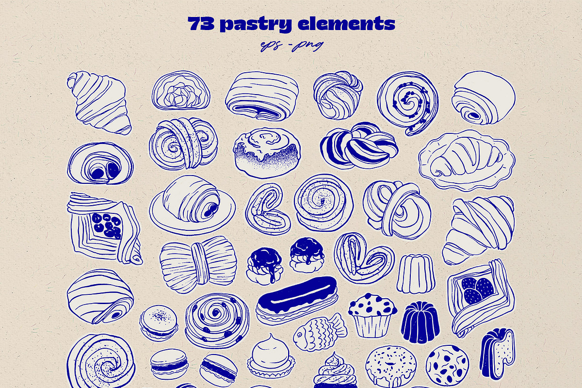 Coffee & pastries illustrations, a Food Illustration by ElenKoss (Photo 3 of 11)