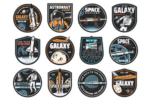 Space Astronaut, Galaxy Rocket Icons