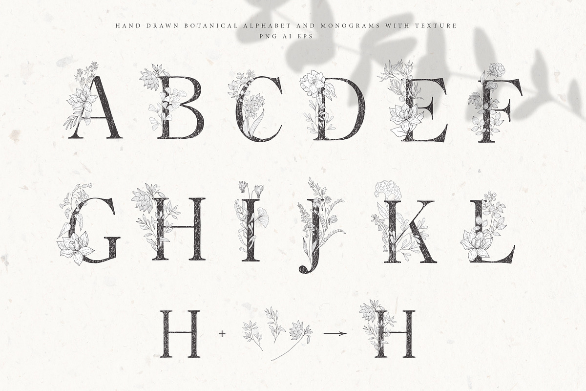 Botanical Alphabet & Monograms., a Decorative Illustration by Designwork (Photo 2 of 18)