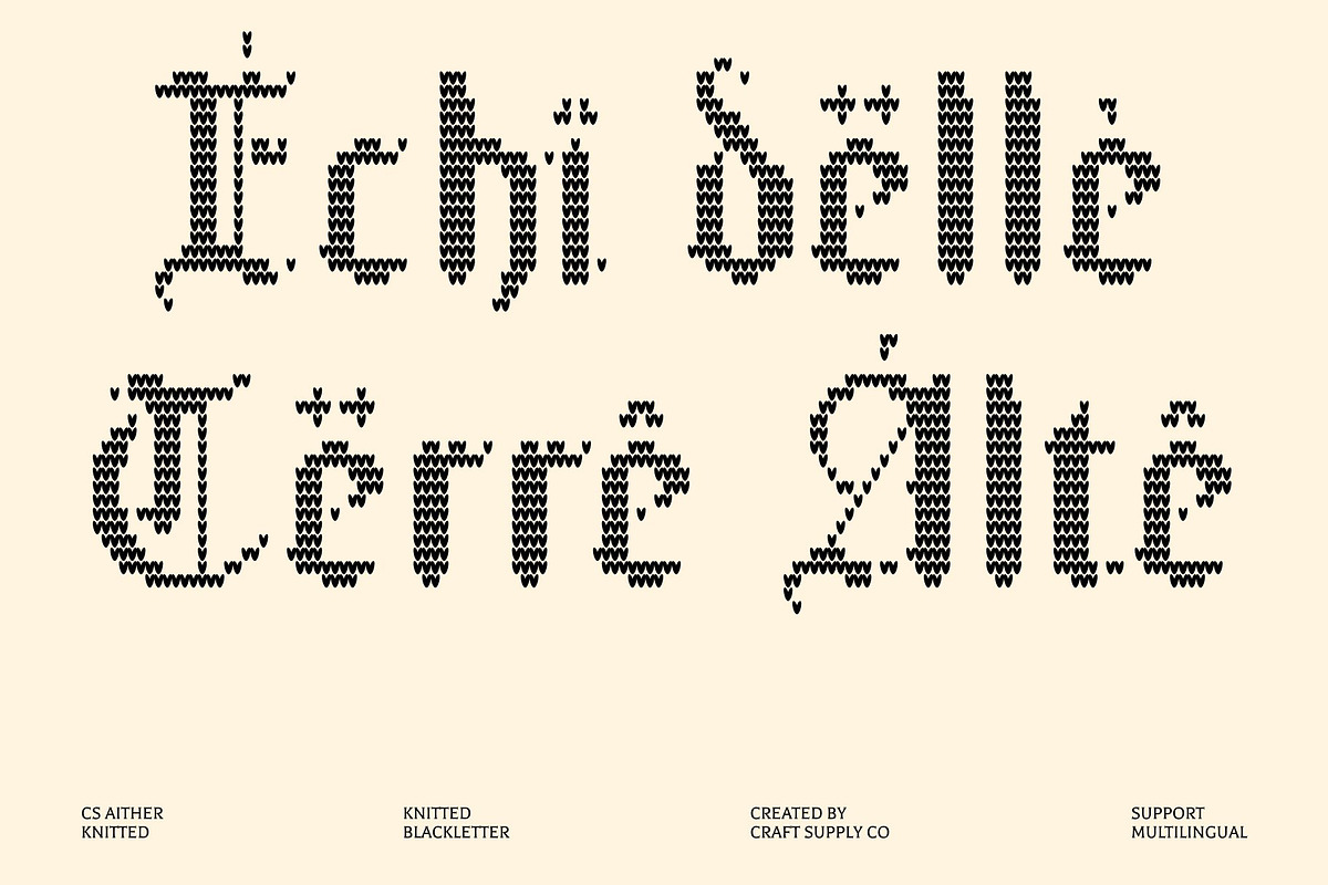 CS Aither Knitted, a Blackletter Font by Craft Supply Co. (Photo 7 of 8)