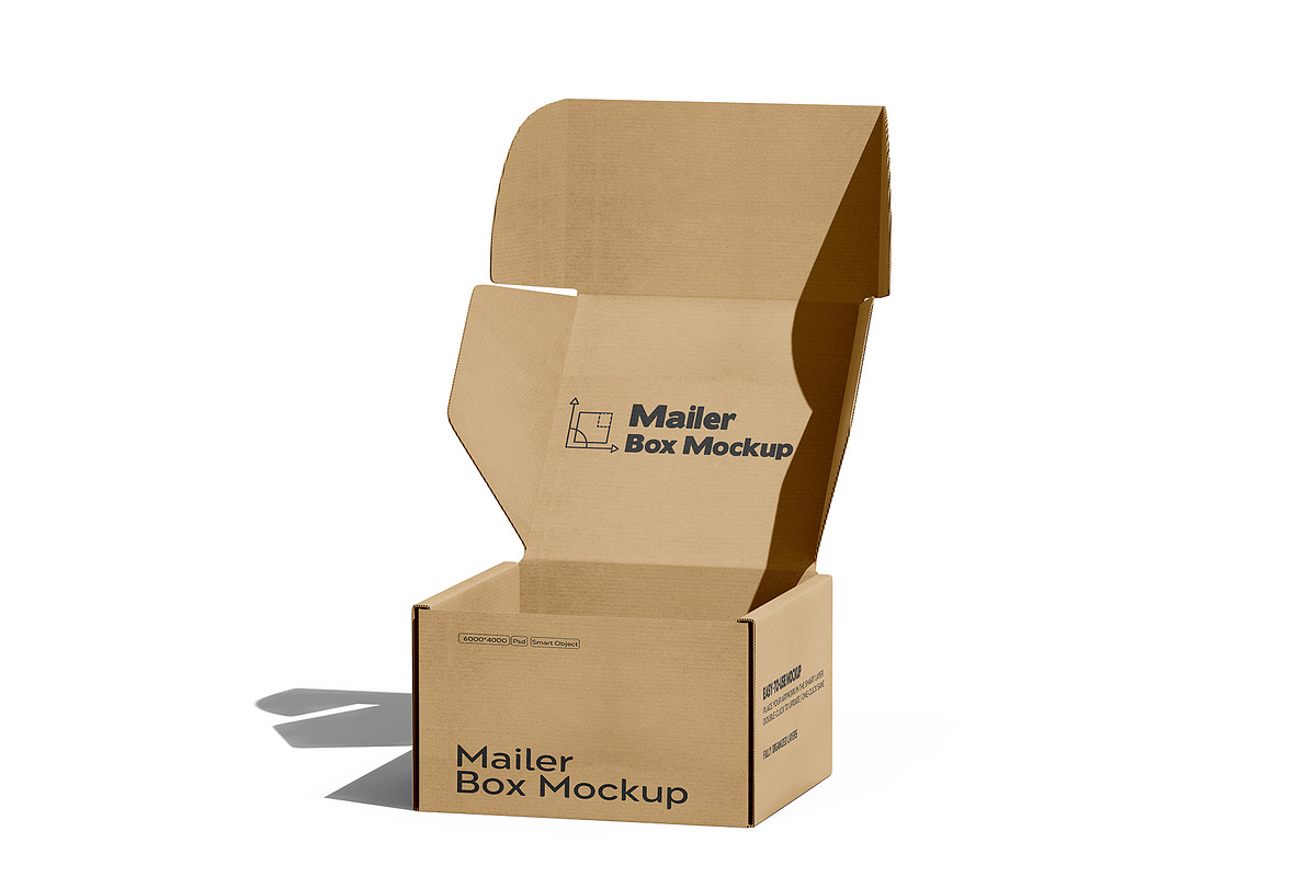 Square Kraft Mailer Box Mockup Set, a Packaging Mockup by pixelmock (Photo 12 of 16)