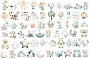 Boho Doodle Baby watercolor Clipart, an Illustration by CreationArt (Thumbnail 2 of 5)