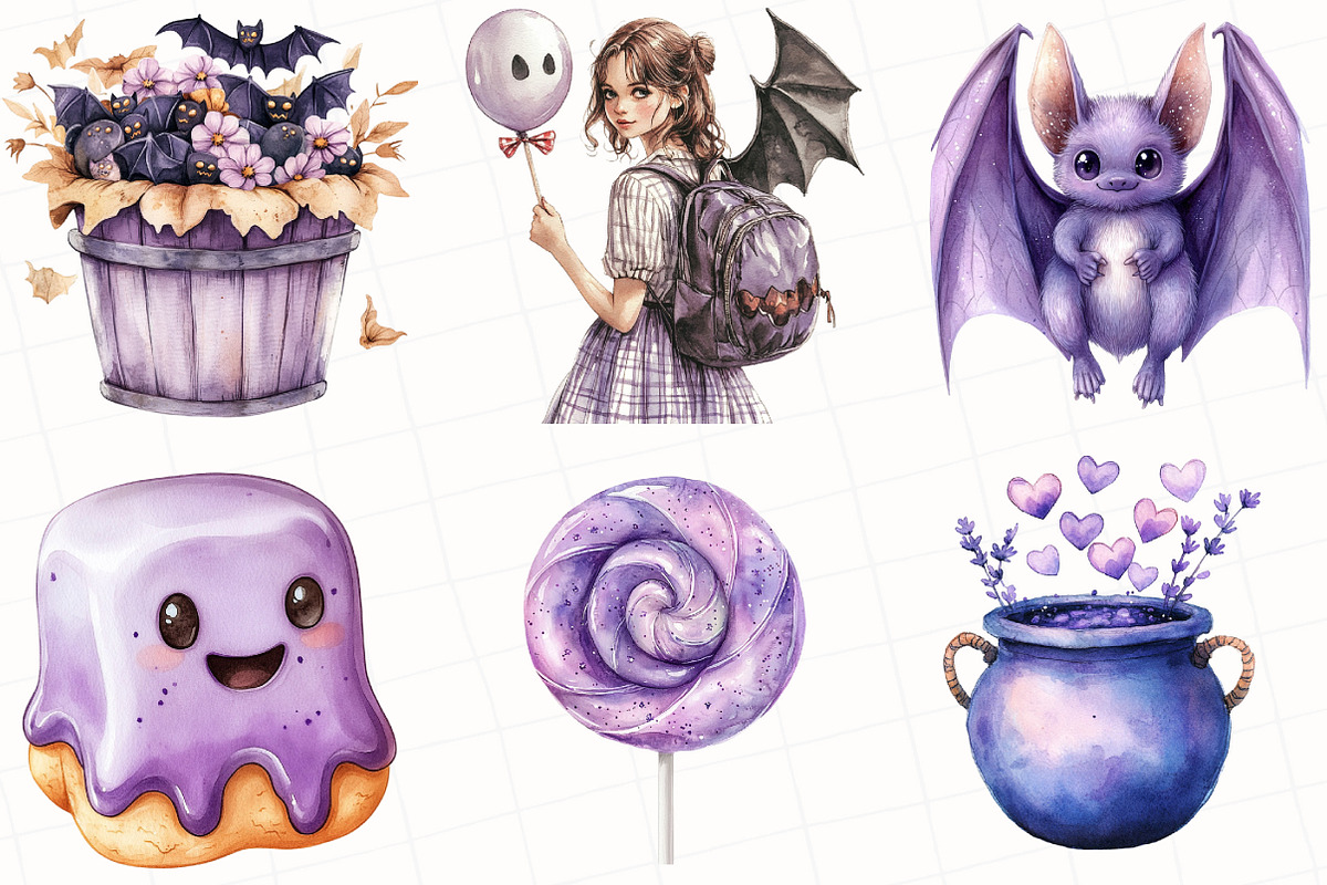 Lavender Halloween Clipart, an Illustration by OK Design (Photo 3 of 5)