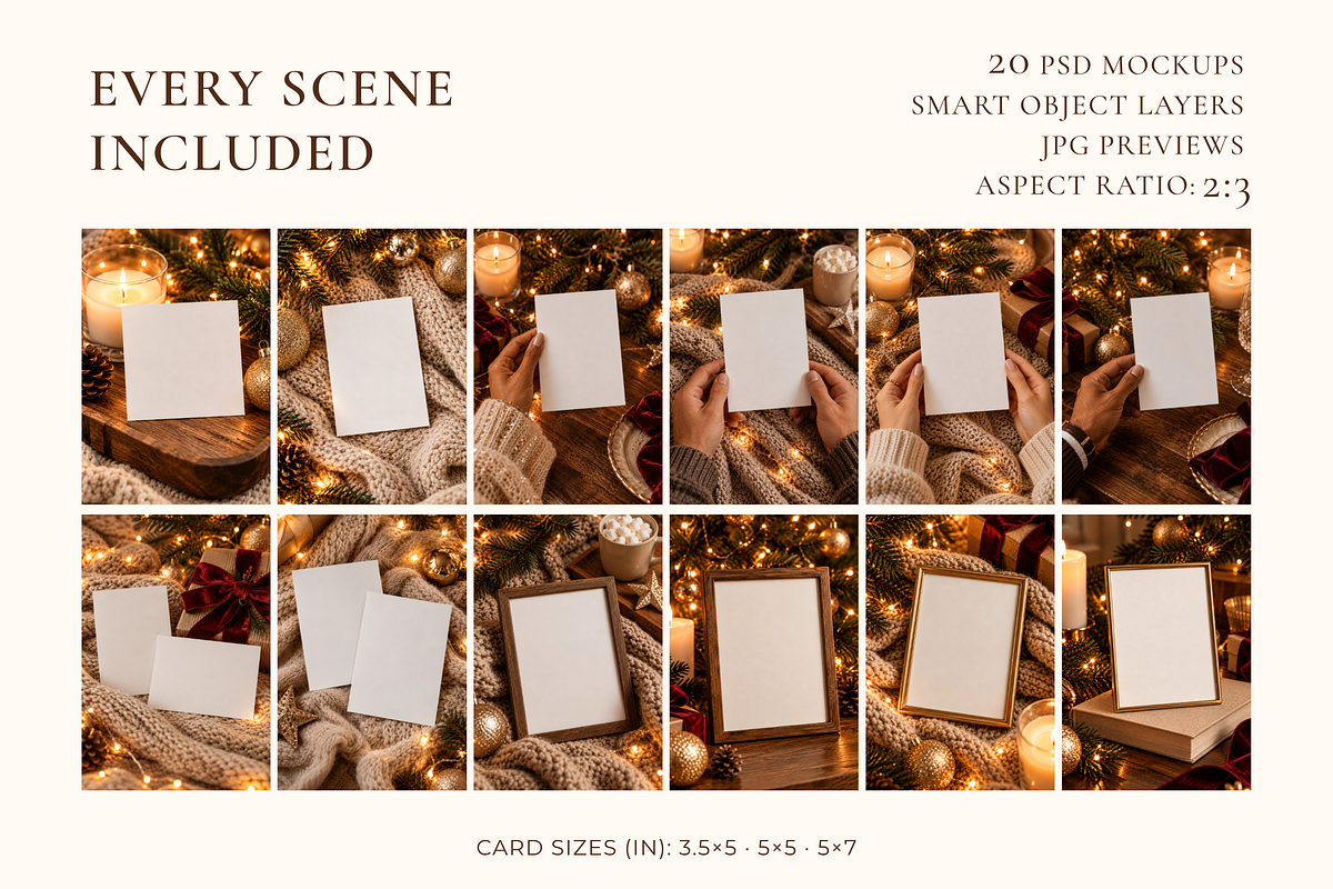 Christmas Stationery Mockup Bundle, an Advertising Mockup by Serenefeeling (Photo 4 of 14)