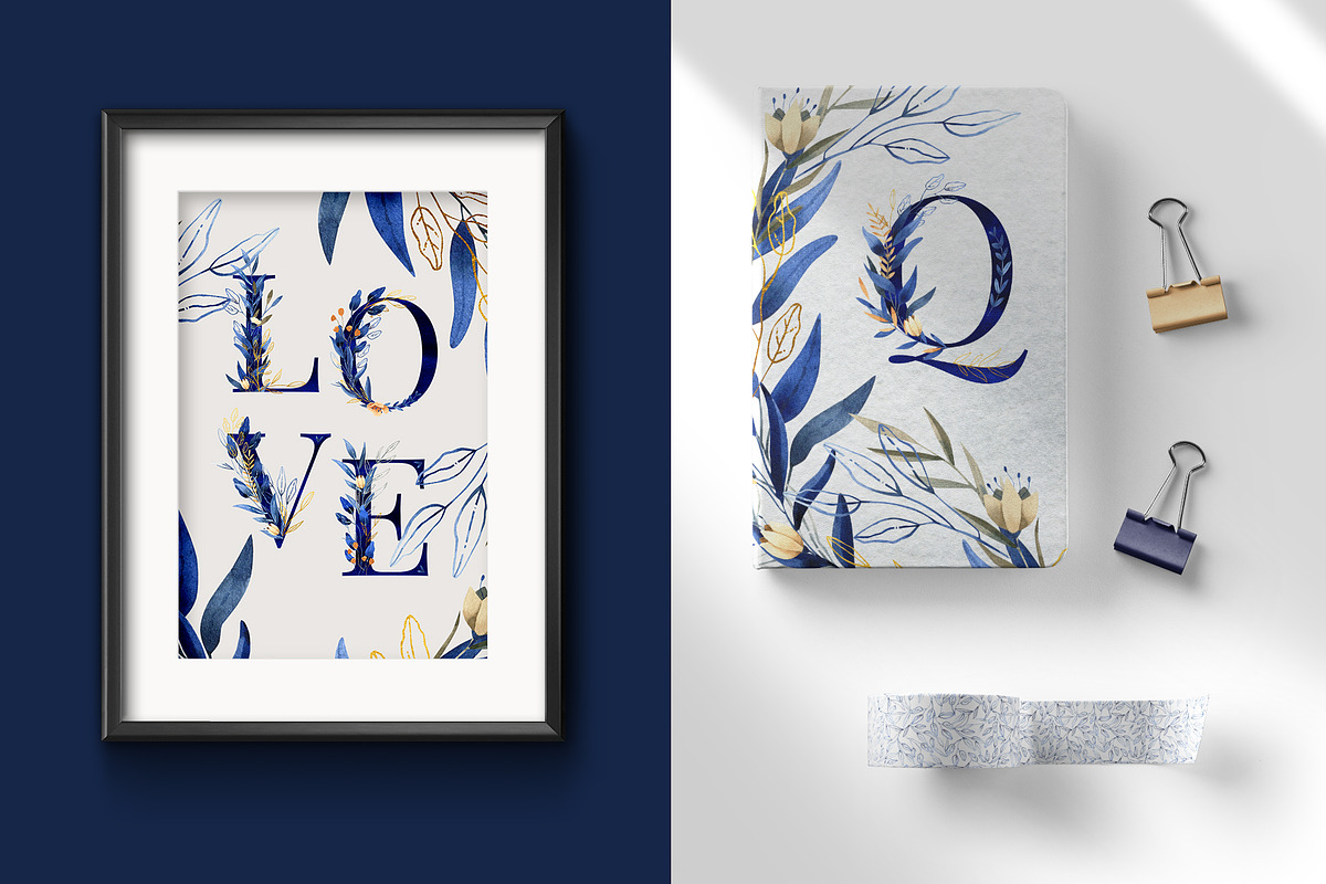 Deep Blue Alphabet Watercolor Set, a Work Illustration by Julia M. Watercolor (Photo 15 of 17)