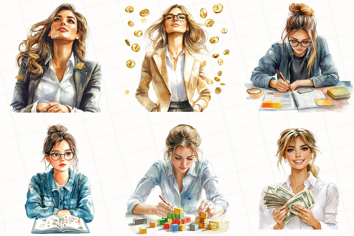 Watercolor Business Girl Clipart, an Illustration by OK Design (Photo 2 of 5)