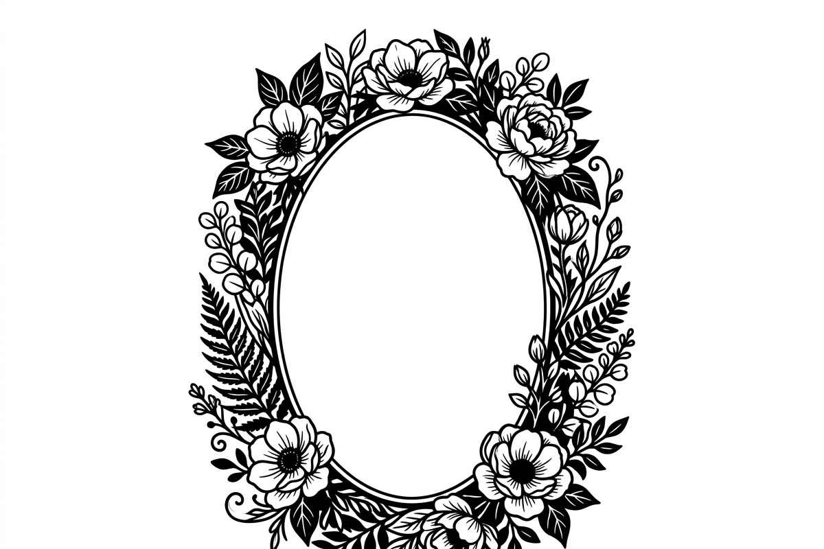 50 Elegant Floral Oval Mirror Frame, a Decorative Illustration by Amazin_art (Photo 17 of 40)