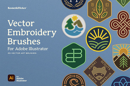 Vector Embroidery Brushes, a Brush Add-On by Komet & Flicker