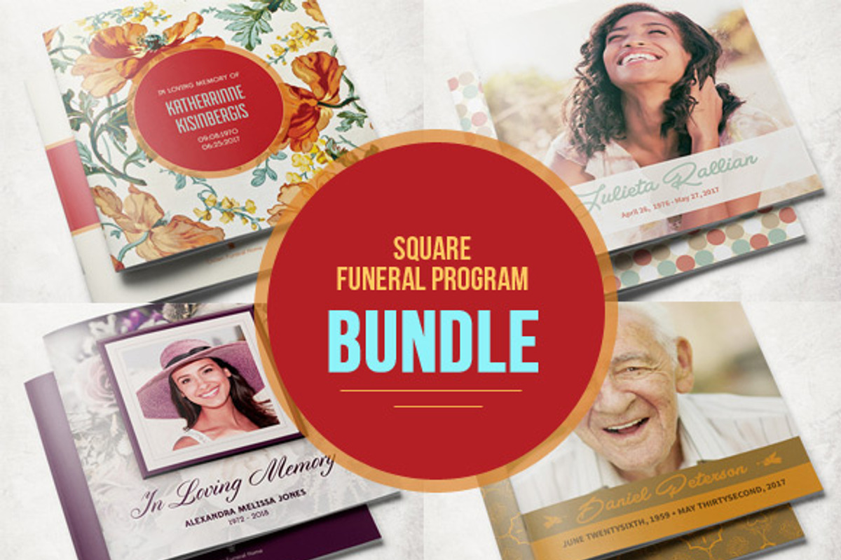 Square Funeral Program Bundle, a Brochure Template by loswl (Photo 1 of 9)