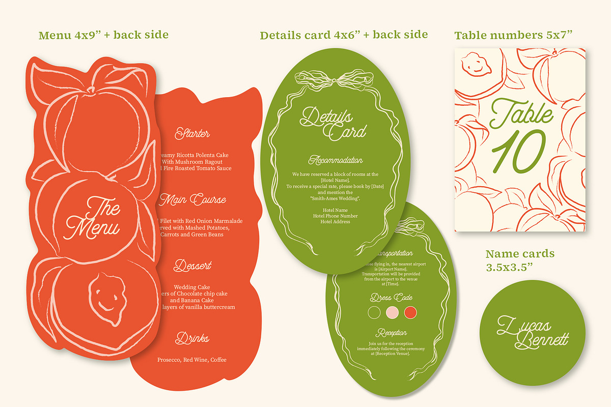 Peach summer wedding templates set, a Stationery Template by Garden in frame (Photo 6 of 10)