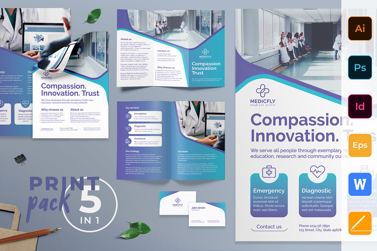 Medical Clinic Print Pack, a Poster Template by TemplatesNow! (Photo 1 of 11)