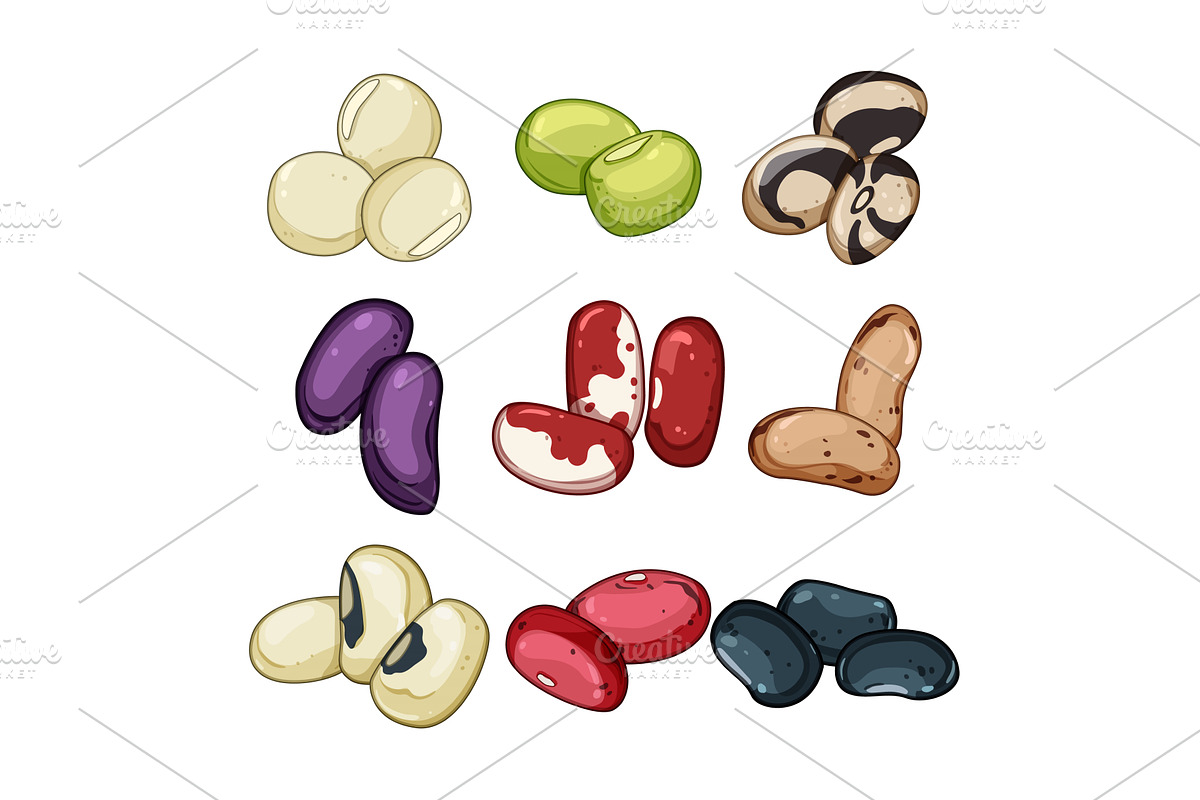 Various beans collection showing, a Food Illustration by pikepicture