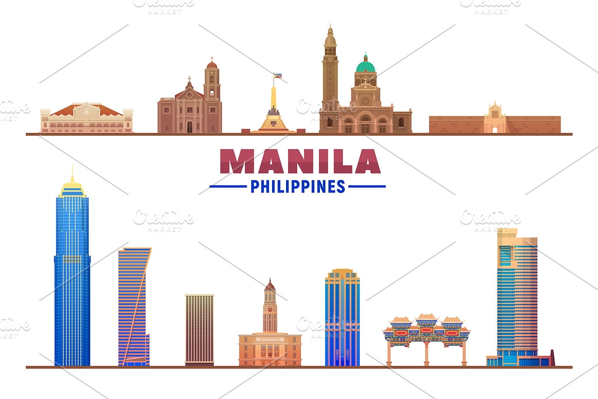 Manila Philippines vector skyline, an Illustration by Sky and glass (Photo 6 of 6)