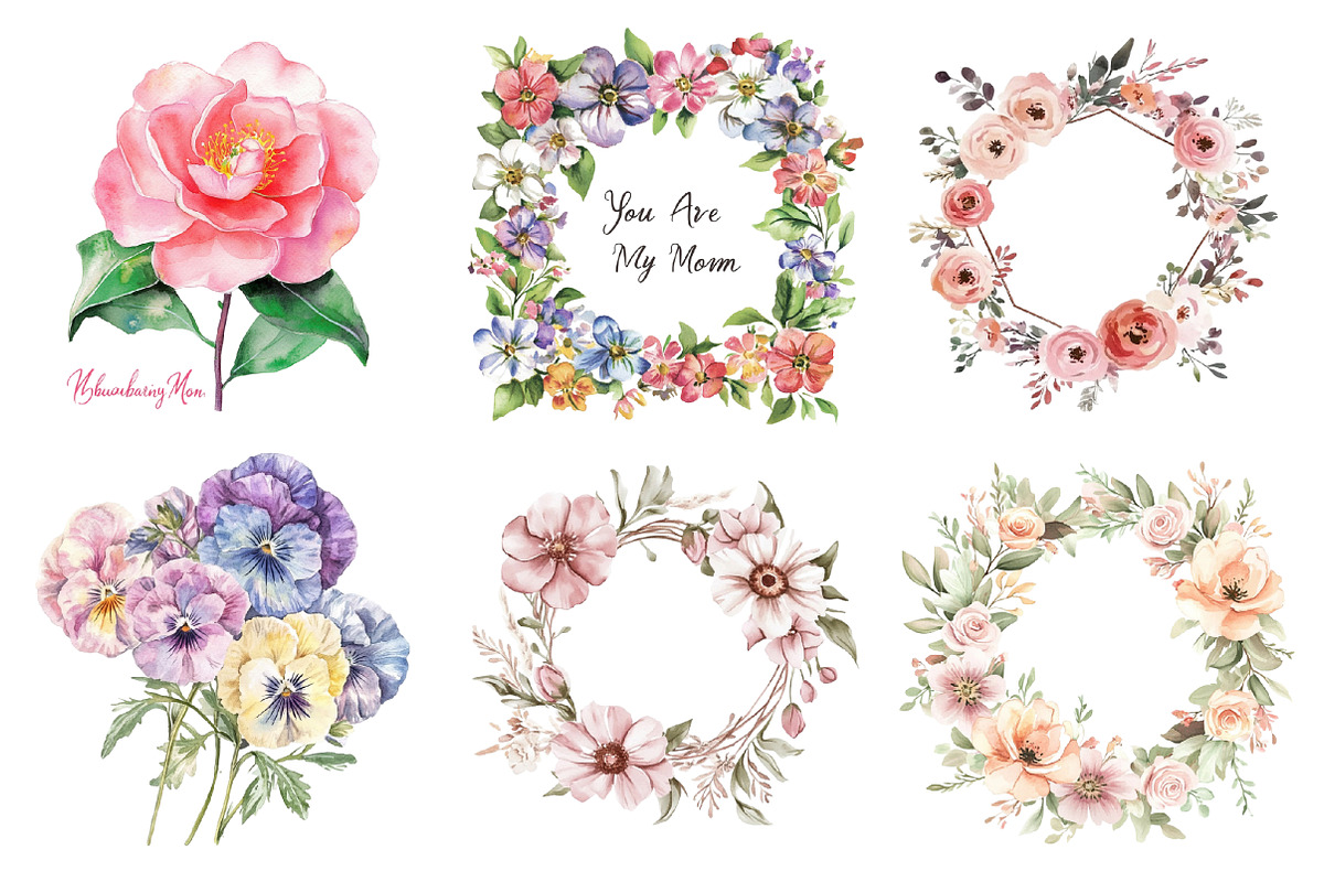 Mother's Day Floral Quotes Clipart, an Illustration by SinaCreation (Photo 4 of 5)