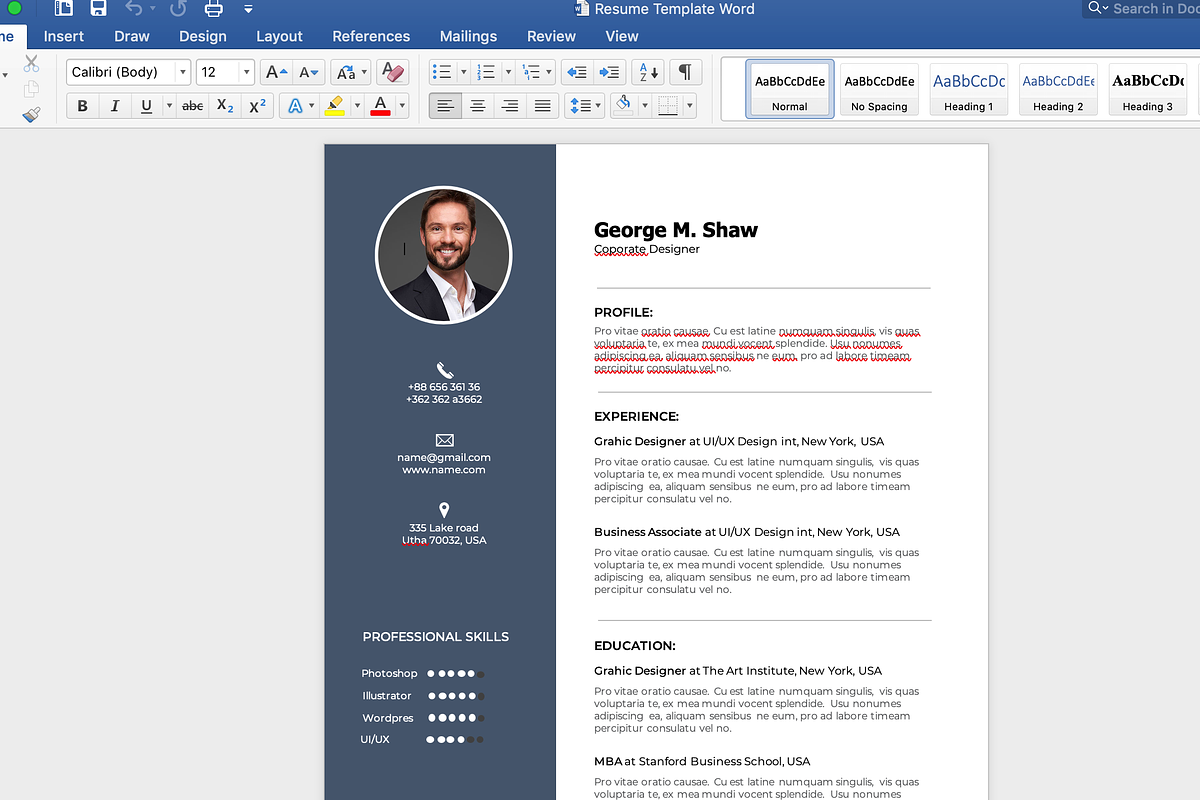 Resume Template Word, a Resume Template by graphicbox (Photo 2 of 4)