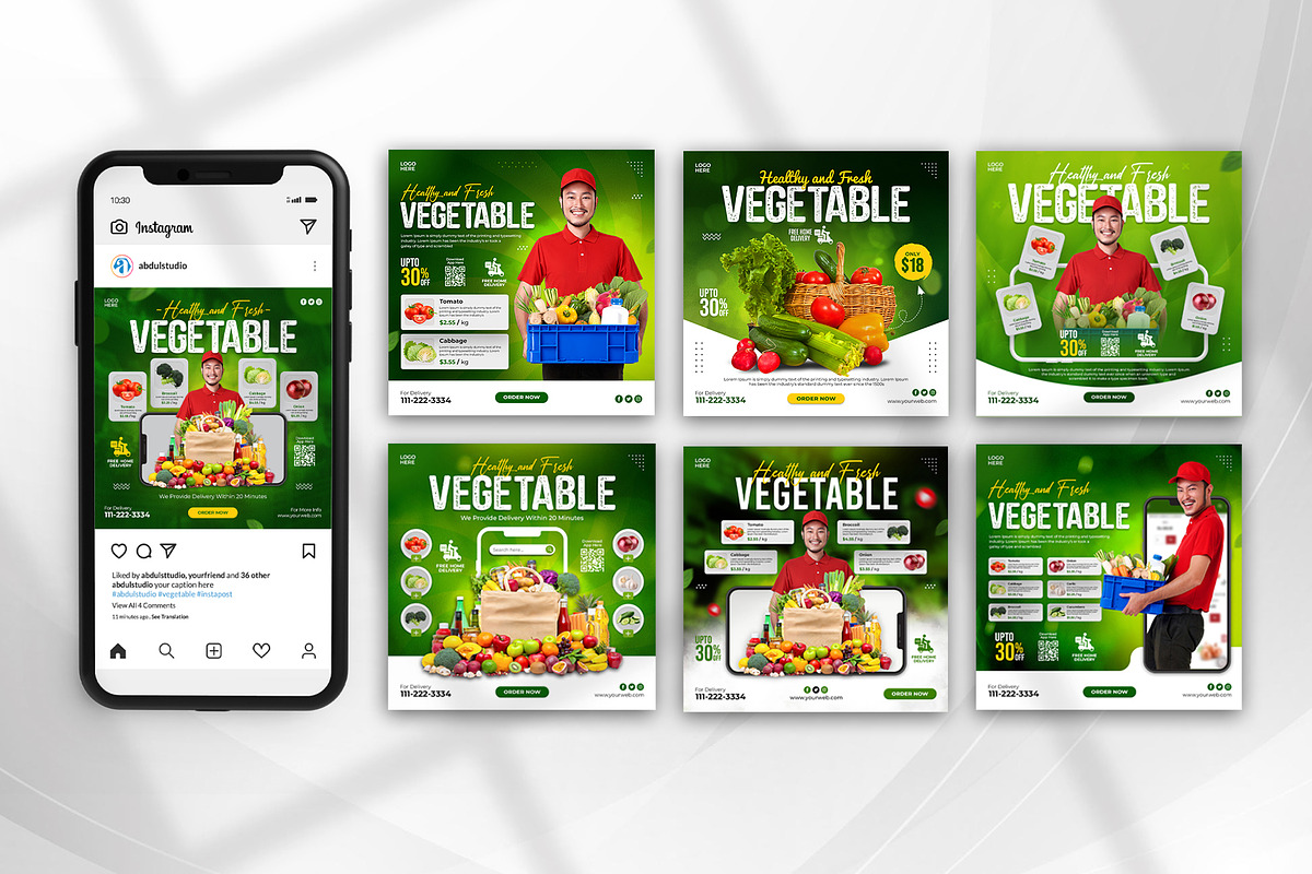 Vegetable Instagram Post Template, a Social Media Template by Abdul Studio (Photo 3 of 4)