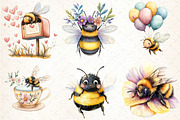 Cute Bees Clipart PNG, an Illustration by DreamCafeArt (Thumbnail 3 of 7)