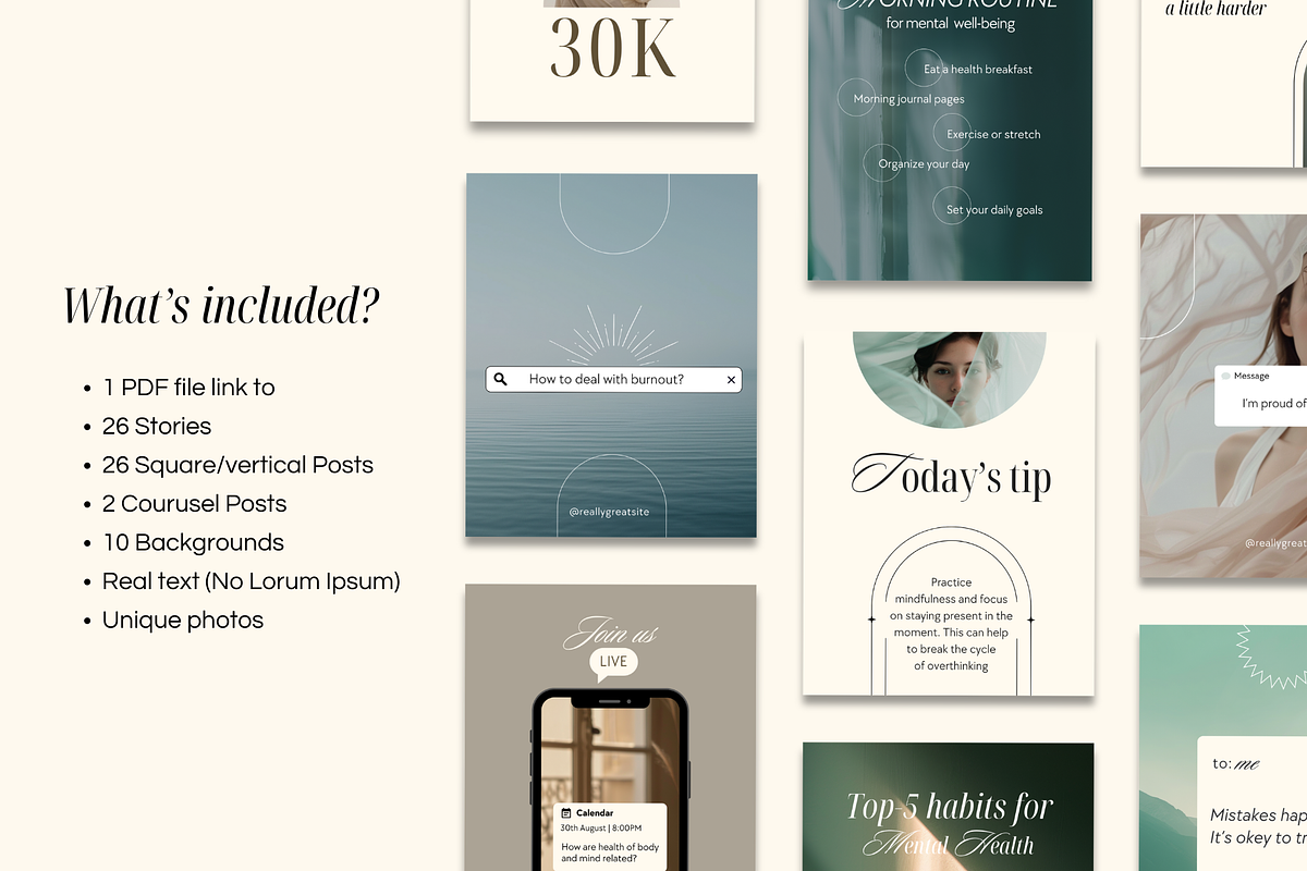 Mental Health Instagram Templates, a Social Media Template by Ollyta May (Photo 3 of 10)
