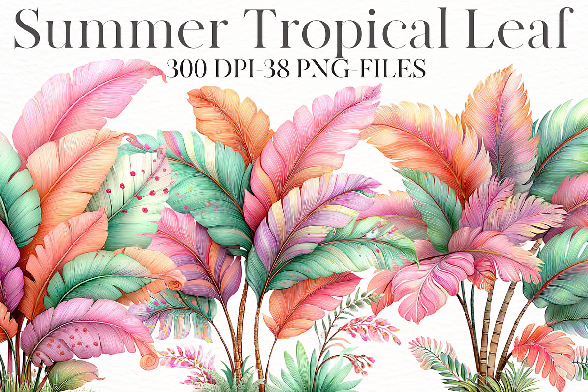 Whimsical Summer Tropical Leaf Clipa, an Illustration by Designworld (Photo 1 of 8)