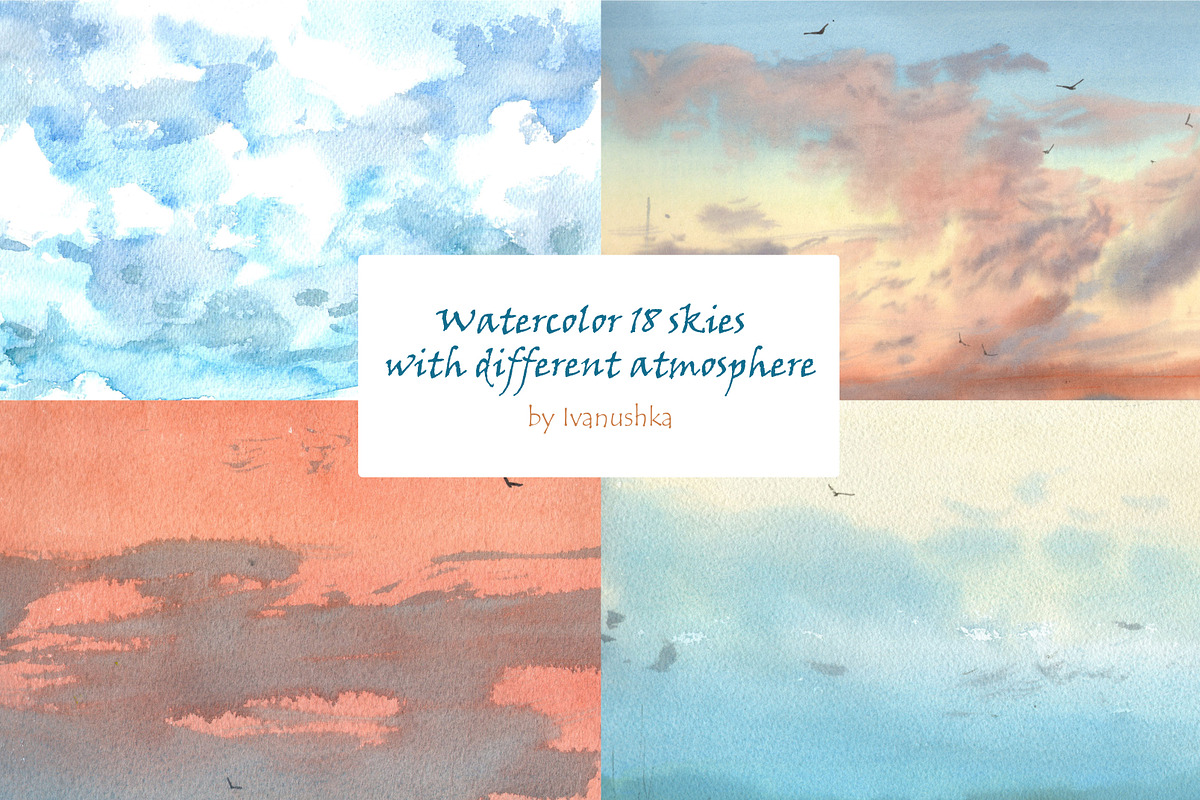 Watercolor set of skies, a Texture Graphic by ivanushka-art (Photo 2 of 6)