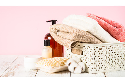 Bathroom background with towels, a Beauty & Fashion Photo by Nadia-nb