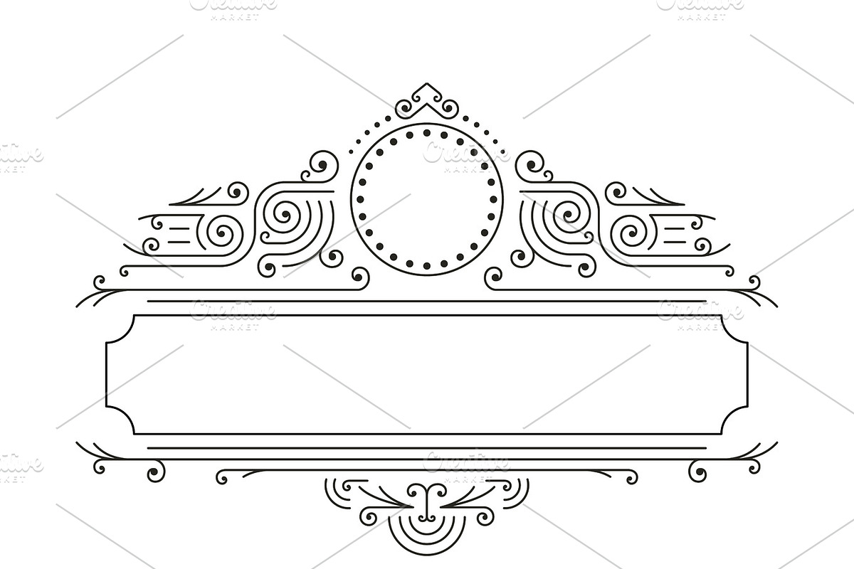 Vector floral frames in mono line style with copy space for text - logo ...