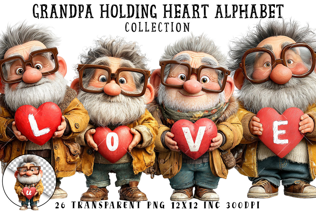 Grandpa Holding Heart Alphabet, an Illustration by OK Design (Photo 1 of 6)