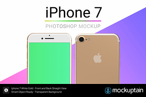 Iphone 7 Mockup White Gold Straight