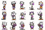 Valentine Cat Holding Flower Clipart, an Illustration by OK Design (Thumbnail 4 of 6)