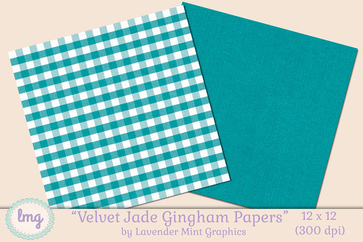 Velvet Jade Gingham Papers, a Pattern Graphic by Lavender Mint Graphics (Photo 7 of 7)