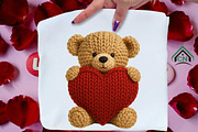 Knitted Teddy Bear with Heart Png, an Illustration by Craft Nest (Thumbnail 3 of 7)
